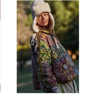 Free People Multicolor Patchwork Pippa Puffer Jacket